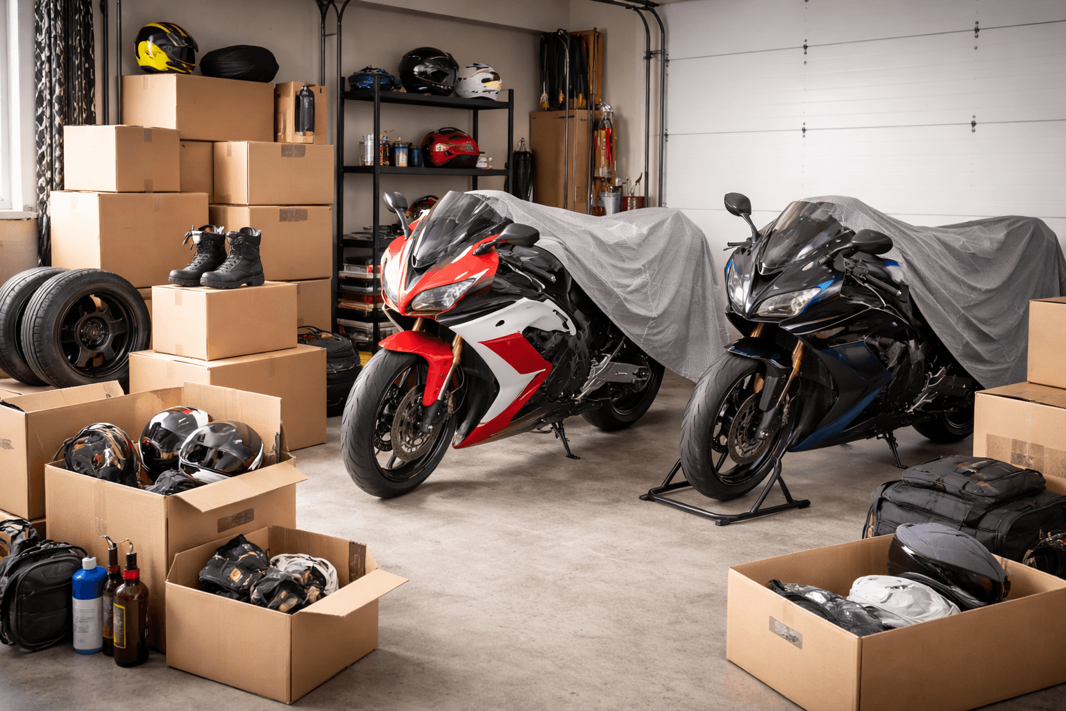 Motorbike in secure storage