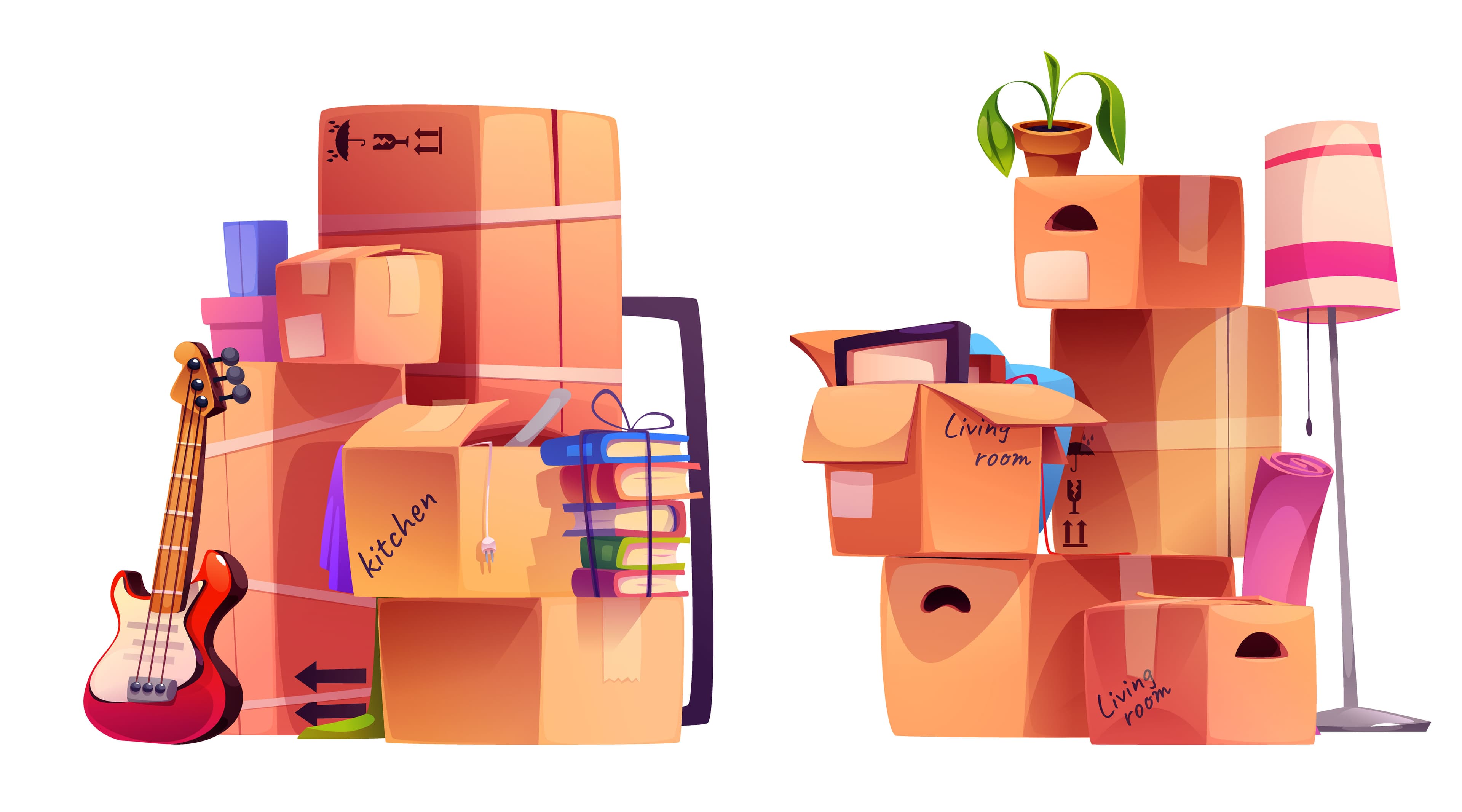 Stacked storage boxes