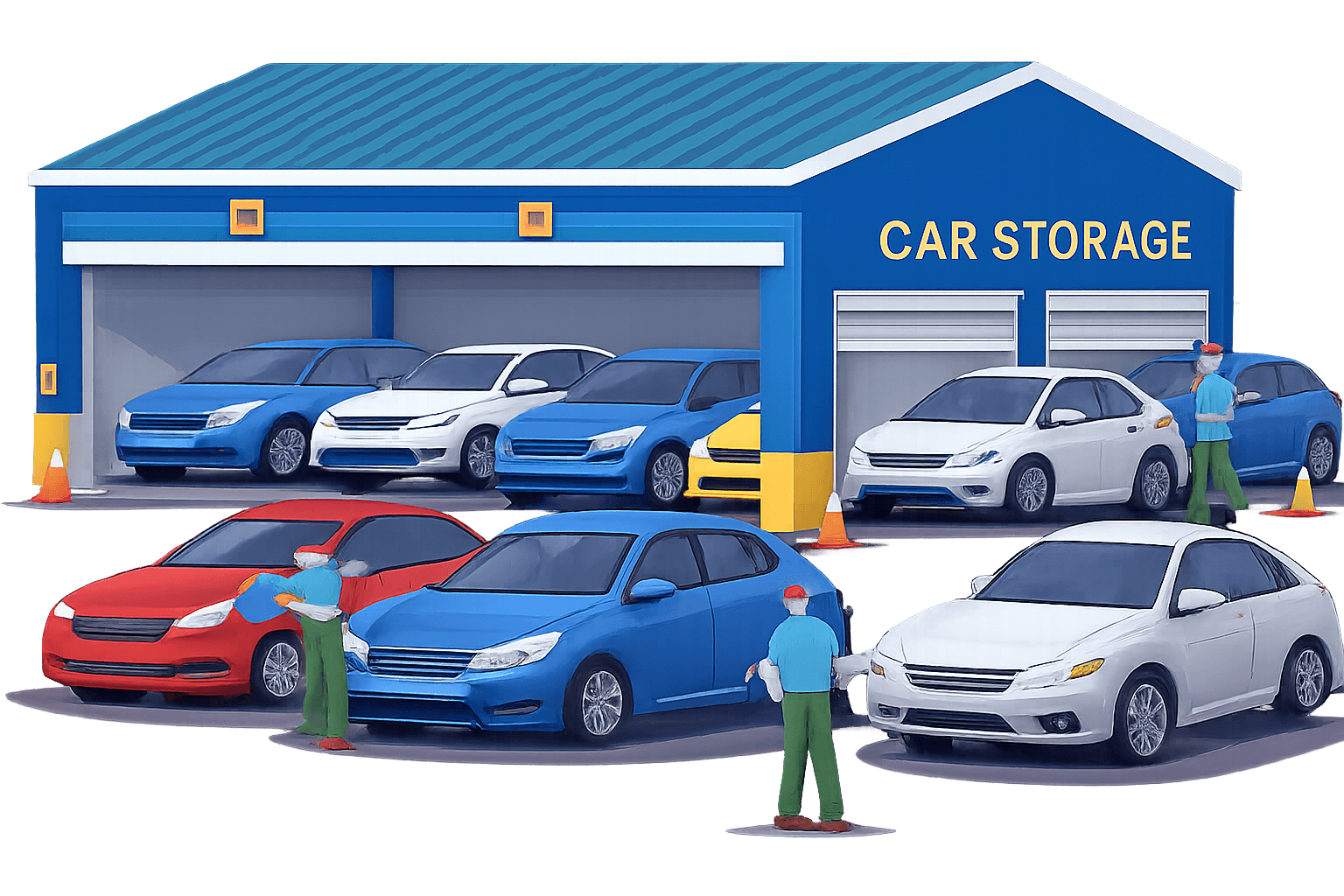 Secure covered car and vehicle storage facility