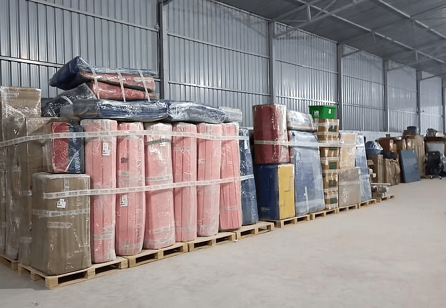 Business inventory palletised in a warehouse