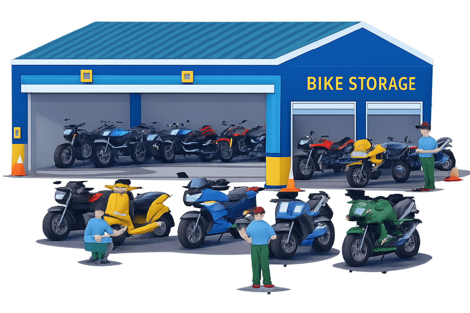 Secure covered bike and two-wheeler storage facility